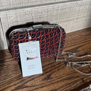Zara Sequinned Minaudière Box Clutch